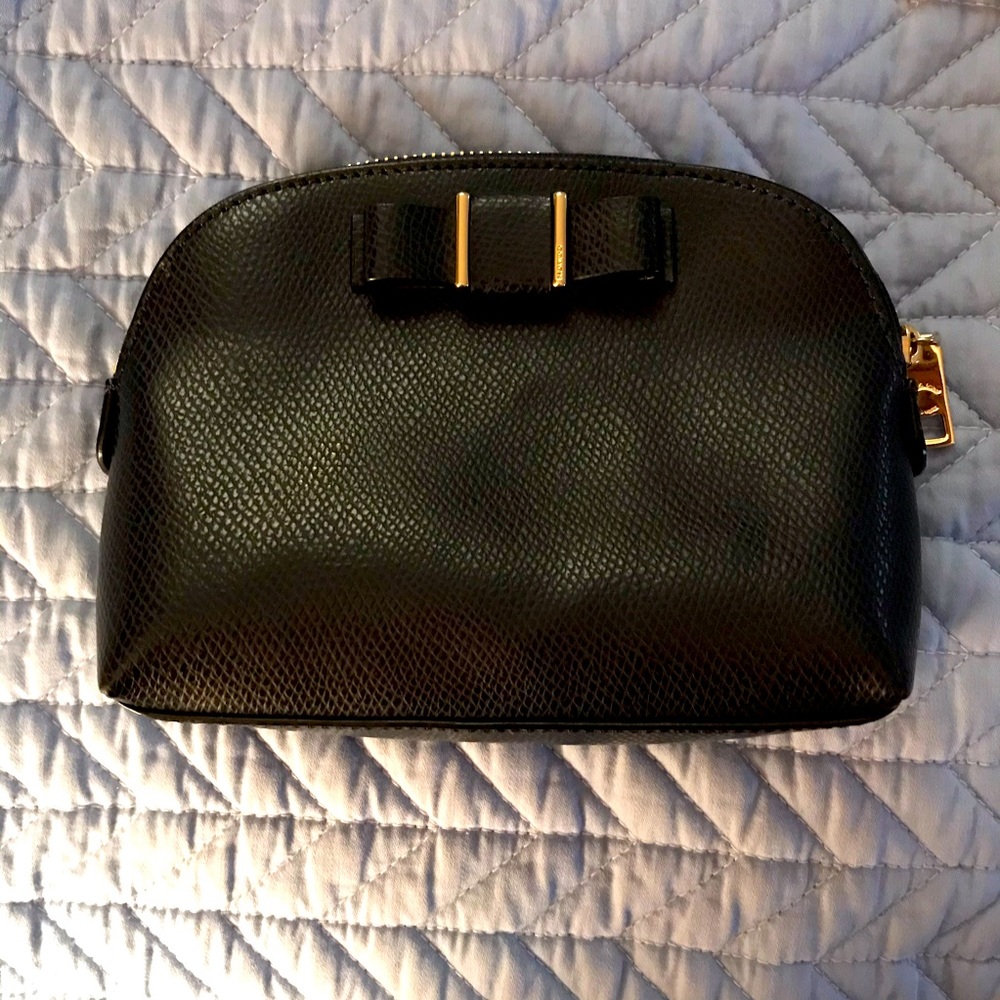 Coach black leather mini purse or makeup holder